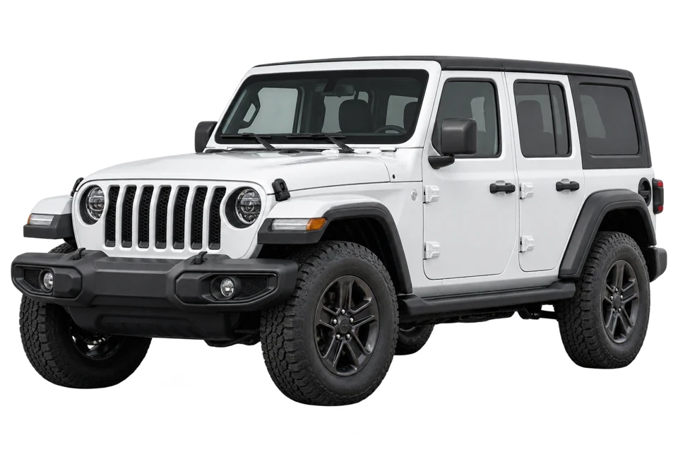 Jeep Wrangler: vehículo blanco completo de referencia