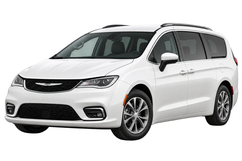 Minivan 7 pasajeros: vehículo blanco completo de referencia
