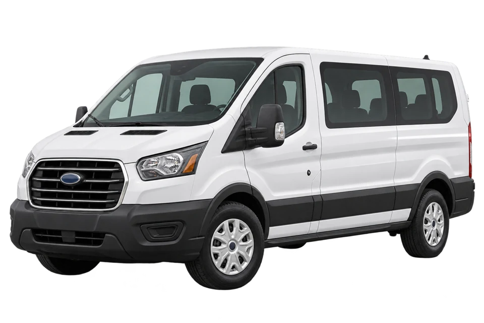 Maxivan 12 pasajeros: vehículo blanco completo de referencia