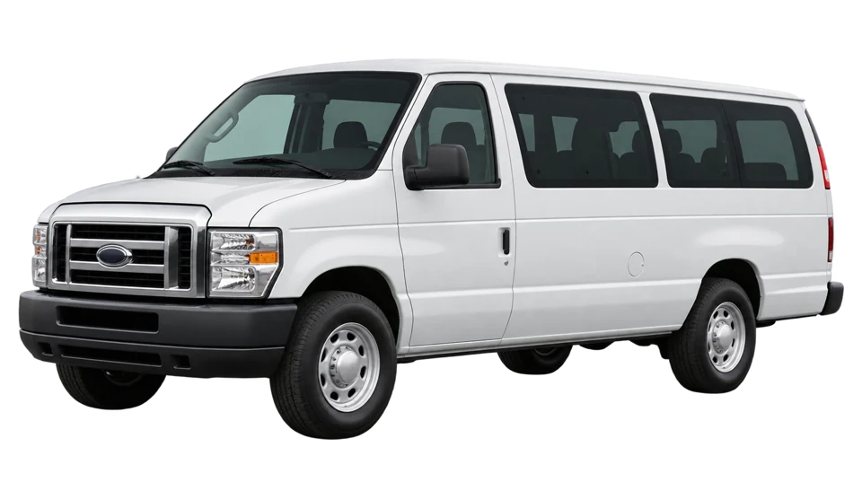 Maxivan 15 pasajeros: vehículo blanco completo de referencia